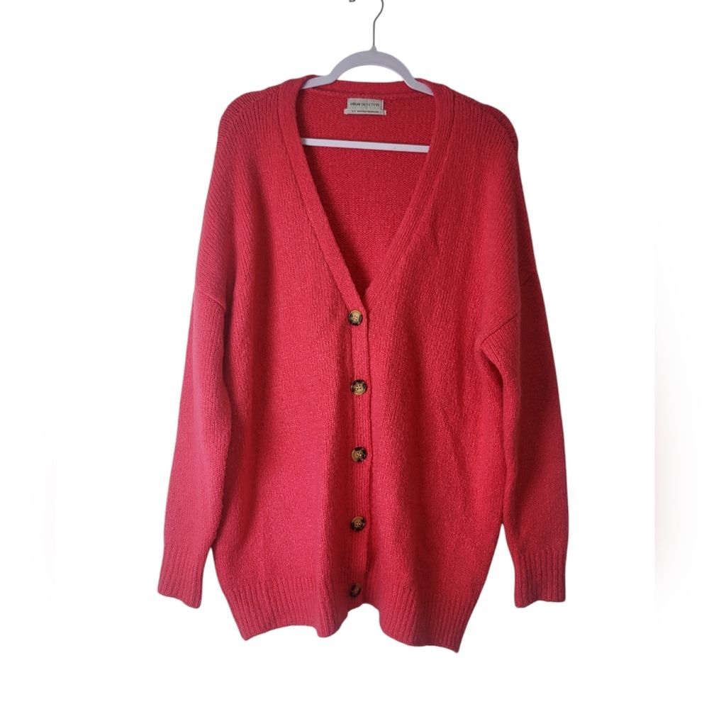 Urban Outfitters oversized Button Up Pink Cardigan Sweater Small